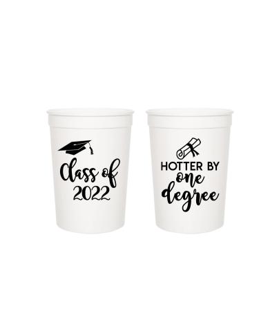 Graduation Party Cups, Hotter By One Degree, Set of 12 White 16oz Cups, Perfect Graduation Party Supplies, Graduation Decorations, and Graduation Favors