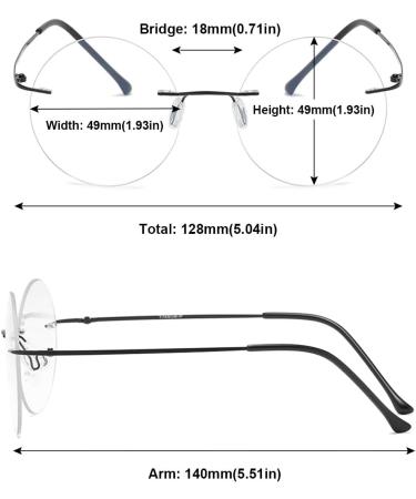 Shop Magimodac Round Reading Glasses for Men & Women - Borderless Blue Light Filter Titanium Glasses - 3.0 Diopter Visual Aid - Buy Online on GoSupps.com