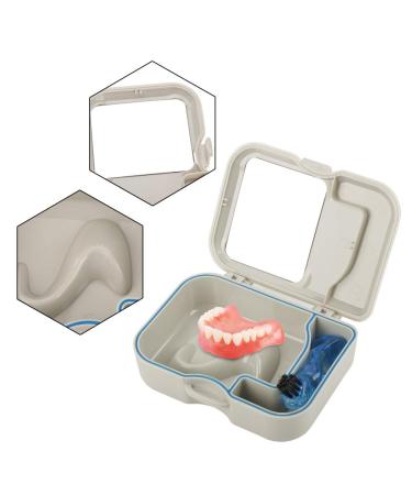 Prosthesis Box with Mirror - 1PC False Teeth Storage Case & Cleaner | Full Dental Appliance Container 13x10x4 cm - Buy Online on GoSupps.com