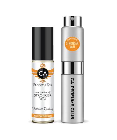 CA Perfume Duo Impression of Stronger W/U For Men Eau de Parfum Refillable Atomizer Sprayer + Fragrance Body Oil Long Lasting Sample Travel Size Roll-On Bottle 0.27 Fl Oz+0.33 Fl Oz