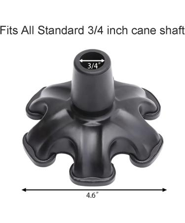 YAMTHR 6-Point Cane Tip for 34 Inch Walking Canes - Self-Standing Anti-Slip Rubber Foot Attachment (Black) - Buy Online on GoSupps.com