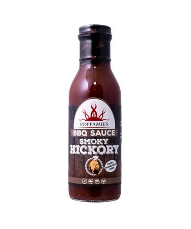 Poppamies BBQ Smoky Hickory - American Style Smoky Barbecue Sauce without additives Great for Burger and Ribs- Spiciness: 0/10-410g