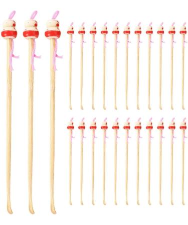 100pcs Bamboo Ear Wax Removal Spoons | Portable Ear Cleaning Picks | Cute Doll Head Earpicks for Kids | Exquisite Earwax Remover with Hanging Rope - Buy Online on GoSupps.com