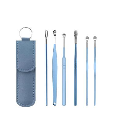 Lmyzcbzl Ear Wax Remover 6 Pcs Kit Stainless Ear Wax Removal Portable Ear Cleaning Set Earwax Cleaner Tool Blue