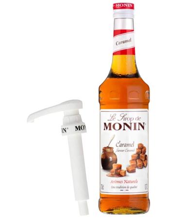 Monin Coffee Syrup in Caramel 70cl Glass Bottle & 70cl Pump Set Caramel Coffee 2 Count (Pack of 1)