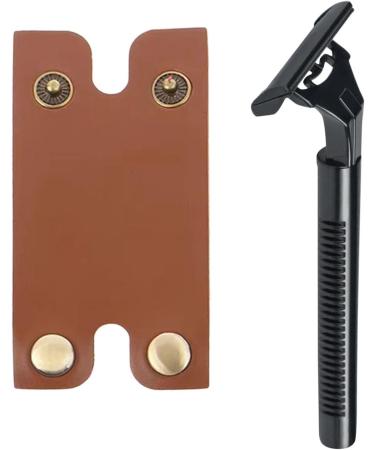 PU Leather Razor Protective Cover - Portable & Durable Knife Protection with Safe Button Lock | Travel Essential | 85 x Duhe189014 Brown - Buy Online on GoSupps.com