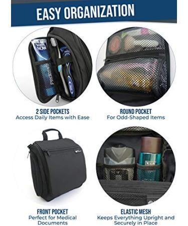 Large Hanging Travel Toiletry Bag for Men and Women - 10 Compartment Organizer with YKK Zippers, XXL Metal Swivel Hook - Water-Resistant Nylon in Black - Buy Online on GoSupps.com