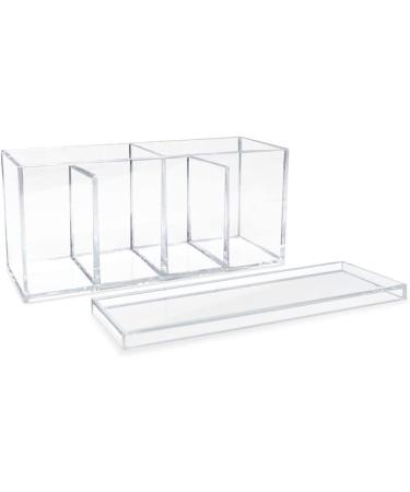 Isaac Jacobs 4-Compartment Clear Acrylic Organizer with Lid (9â L x 3â W x 4â H)  Makeup Brush Holder  Sectional Tray  Storage Solution for Makeup  Crafts  Office Supplies & More (1  Clear) - Buy Online on GoSupps.com