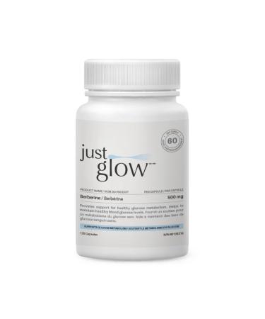 Just Glow Berberine 500mg 120 Capsules - Potency 100% Guaranteed - 3rd Party Tested - Equivalent to Berberine HCl 553mg per Capsule - Supplement Supports Healthy Blood Glucose Levels - Made in Canada (2 Months Supply / 1 Bottle)