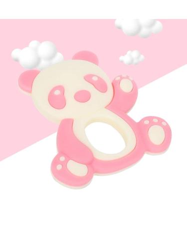 Baby Teething Toy - Cartoon Panda Shape Silicone Teether for Kids | Soft Hugs & Kisses (Pink/Black/Coffee) - Buy Online on GoSupps.com