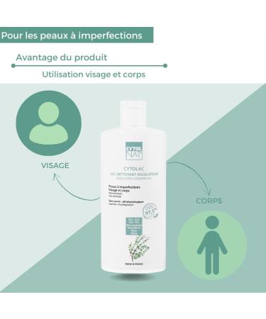 Cytolac Cleansing Gel - Care for Sensitive Skin with Acneic Tendencies - Face and Back - Gently Cleanses the Skin - Combats Excess Sebum - soap-free - 250 ml - Cytolnat - Buy Online on GoSupps.com