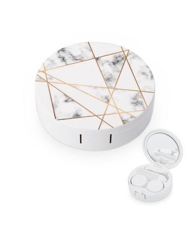 Bagea-Ka Geometric Marble Art Black And White Pattern Contact Lens Case Box Eye Care Kit Holder Mirror Box with Tweezers Remover Tool Solution Bottle for Outdoor Travel & Home