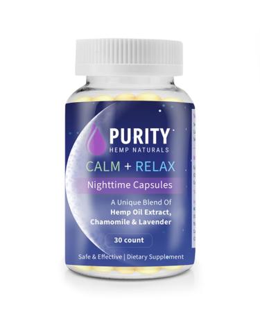 Generic Purity Hemp Naturals | Calm + Relax Nighttime Capsules 30 Count (Pack of 1) Clear