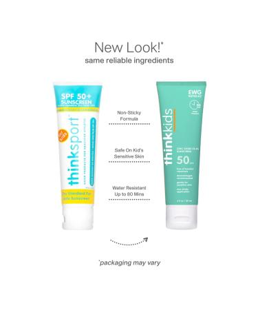 Thinksport Kids SPF 50+ Mineral Sunscreen - Safe, Natural, Water Resistant Sunblock for Children - Broad Spectrum UVA/UVB Protection - Vegan & Reef Friendly - 3oz - Buy Online on GoSupps.com