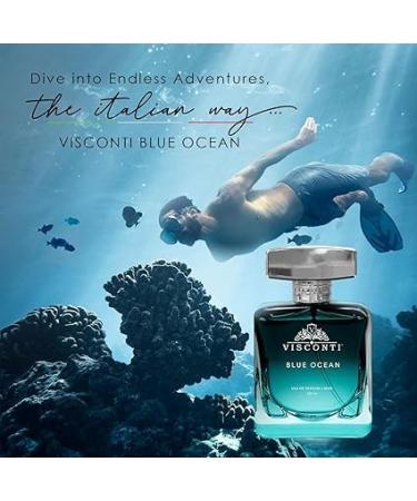 Visc..onti Blue Ocean Perfume For Men Eau De Parfum Aquatic Fragrance with Citrus Fruity Musk & Cedarwood Long Lasting Scent and Anti-Stain Luxury Perfumes Outing & Sports 100 ml - Buy Online on GoSupps.com