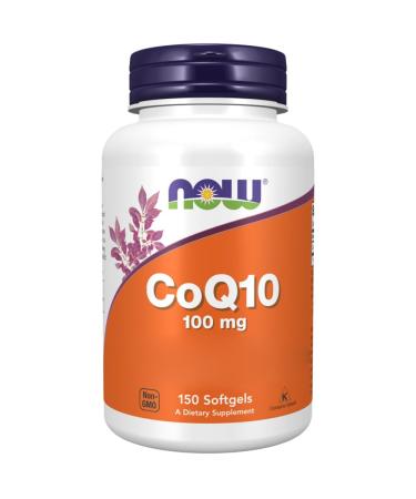 Now Foods CoQ10 (Coenzyme Q10) 100mg high dose 150 soft capsules laboratory tested gluten-free soy-free non-GMO