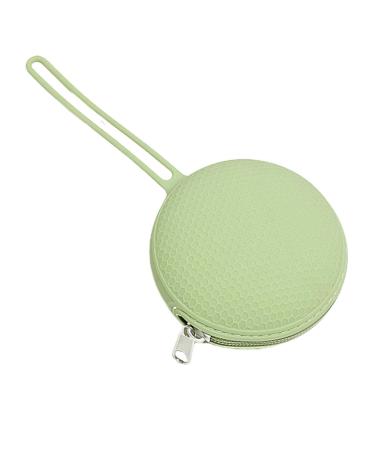 Aibyks silicone pacifier holder silicone pacifier container-portable round silicone storage bag for travel-small storage bags with zipper and rope for jewelry keys green B