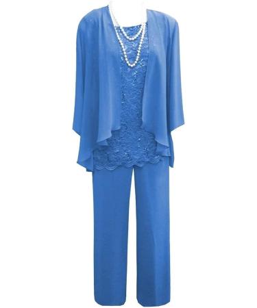 Blue Lace Mother of The Bride Dress Pantsuit Set - Formal Wedding Guest Outfit - Size 22 Plus - Buy Online on GoSupps.com