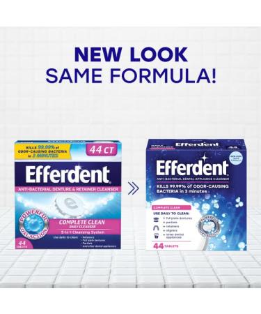 Efferdent Denture Cleanser Tablets Complete Clean Cleanser for Retainer and Dental Appliances 44 Count (Pack of 2) 44 Count (Pack of 2) - Buy Online on GoSupps.com