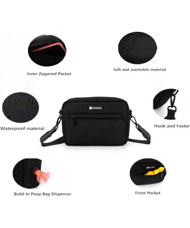 COOWONE Waterproof Dog Walking Bag with Integrated Poop Bag Dispenser - Adjustable Shoulder Bag for Dogs (Black) - Buy Online on GoSupps.com