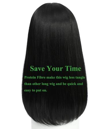 Upgrade Black Straight Hair Wigs with Bangs for Women | Synthetic Soft Fibre | L1 Black - Buy Online on GoSupps.com