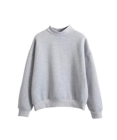 Bigfanshu Women's Casual Long Sleeve Hoodie Sweatshirt Jumper Pullover Thick Autumn Winter Tops Gray