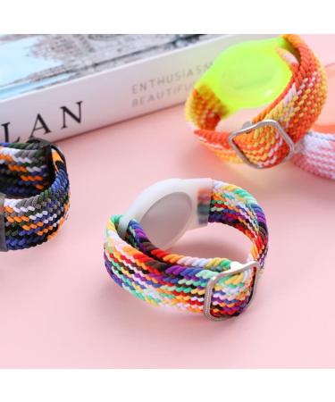 Airtag Wristband for Kids  Airtag Bracelet Wrist Strap Adjustable Buckle Braided Solo Loop Stretchable Elastics Watch Band Compatible with Apple Airtag for Adults Boys Girls -Colorful Blue - Buy Online on GoSupps.com