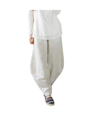 KSUA Womens Martial Arts Pants Cotton & Linen Yoga Bloomers Kung Fu Trousers for Tai Chi Wing Chun Morning Excerises Small Khaki