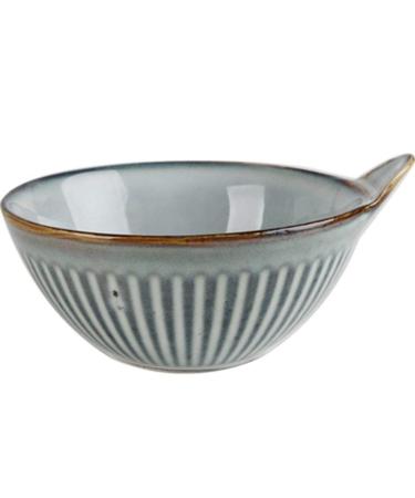 Grey Single Ear Bowl 5 Inch Thread Bowl Retro Ceramic Household Noodle Bowl Eating Bowl Creative Sauce Bowl Dessert Bowl Salad Bowl Gift Kitchenware 12.7*6*5.8cm Gray