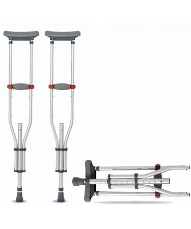 Crutches Adjustable Walking Cane Underarm Crutch with Soft Foam Offset Hand Grip Non-Slip Crutches Unisex Family Bathing in Sunlight