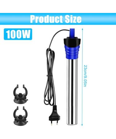 ABIEMUCE 100W Aquarium Heater | 304 Stainless Steel Adjustable Temp Suction Cups | Ideal for Fish Tanks (18-34 220V) - Buy Online on GoSupps.com