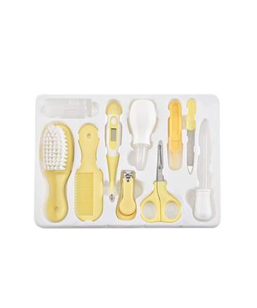 SUPVOX Baby Healthcare and Grooming Kit Clipper File Scissor Tweezer Thermometer Brush Comb Cleaning Sets Yellow