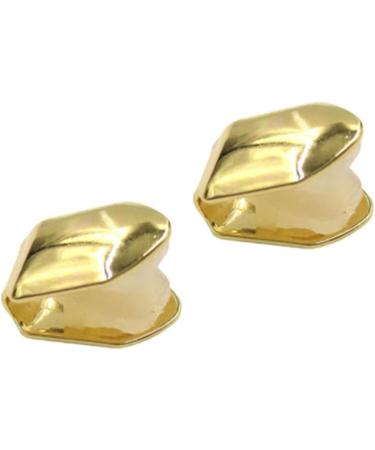 Exceart Hip Hop Teeth Grillz - Shiny Gold Top Single Grill Cap - 2pcs Mouth Decoration Accessories - Buy Online on GoSupps.com