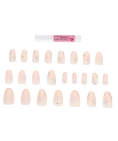 SKISUNO 1 Set Nail Patch Fake Nail Tips Nail Salon Supplies Nails Decoration Fake Nails with Glue Full Cover Nails Nail Art Stickers Nail Decoration Nail Stickers Manicure Plastic X4 Pink