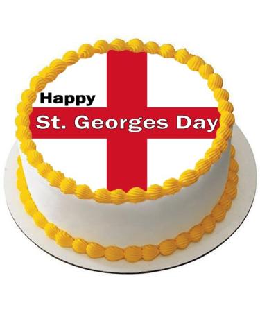 ENGLAND ST GEORGES DAY ENGLISH FLAG 7.5 PREMIUM Edible ICING Cake Topper UK D2