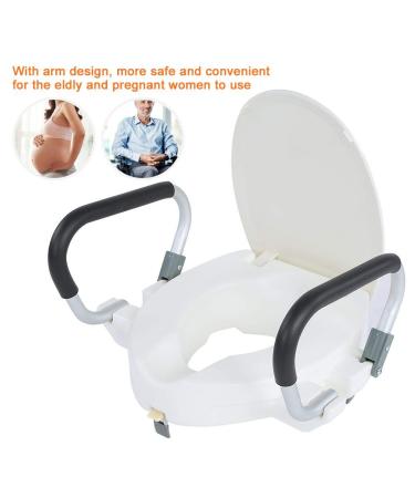 10cm Raised Toilet Seat with Removable Padded Armrests - White Anatomic Design with Fixing System - Buy Online on GoSupps.com