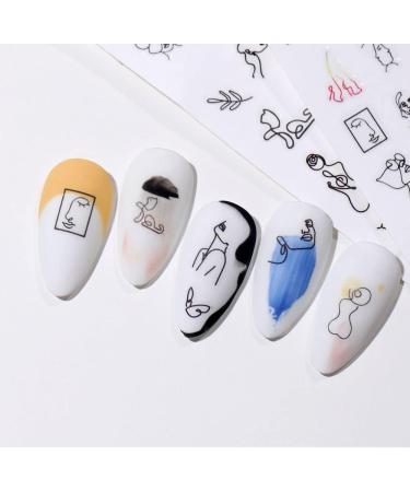 1 Sheet Fashion Decals Graffiti Pattern DIY Nail Art Decoration Slider Manicure Tool Geometric People Face Nail Sticker(1122) Style1122 - Buy Online on GoSupps.com