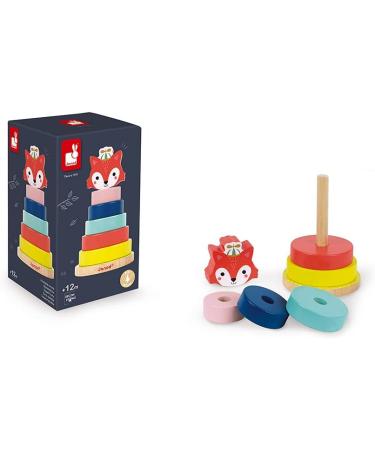 Janod Baby Forest Wood Stacking Fox | Early Childhood Learning Toys | Fine Motor Skill Development | Ages 1+ - J08014 Fuchsbabywald - Buy Online on GoSupps.com