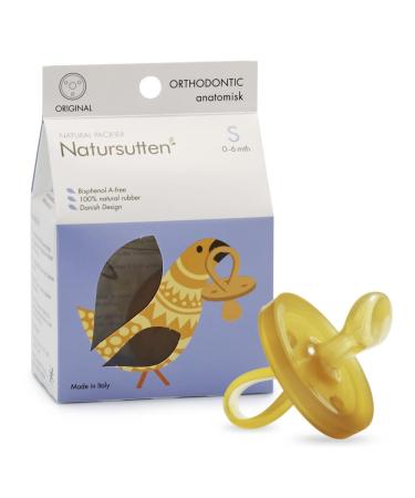 Natursutten Orthodontic Pacifier 0-6 Months - Natural Rubber Pacifier - Eco-Friendly  100% BPA-Free Newborn Pacifier - Made in Italy - 1 Piece