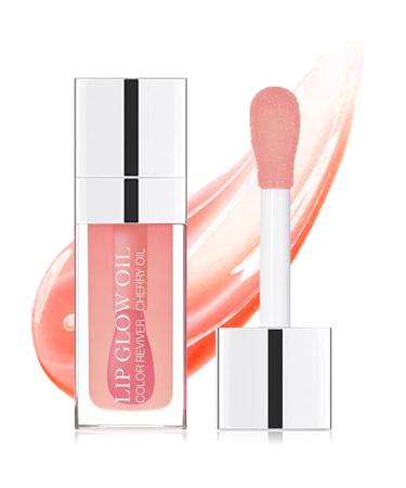 Plumping Lip Oil  Hydrating Glitter Gloss Lip Gloss Transparent Toot Lip Oil Tinted  Big Brush Head Lip Glos Long Lasting Nourishing Non-sticky Fresh Texture Lip care products for Women - Pink 001 Pink