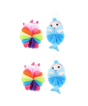 Housoutil 4 Pcs Baby Loofah Body Scruber Loofah Scrubber Sponge Bath Sponges for Shower Bathing Loofah Exfoliating Facial Sponge Bath-Sponge Mesh Storage Pe Child Bath Ball Soft