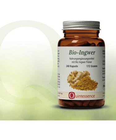 Quintessence Organic Ginger Capsules - High Dose 600mg Vegan Gluten-Free 240 Caps - Pure Quality No Additives - Buy Online on GoSupps.com