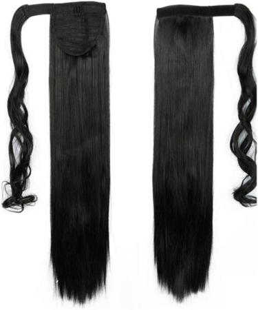 26 Inch Long Straight Wrap around Ponytail Extensions Synthetic Clip in Ponytail Hair Extensions Hairpiece for Women- Dark Black - Buy Online on GoSupps.com