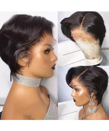 Usexy Pixie Cut Lace Front Human Hair Wig | Short Bob Straight 13x4 Lace Front Wig for Black Women | Pre Plucked 150% Density with Baby Hair | 1B Color - Buy Online on GoSupps.com