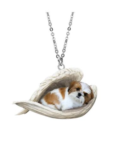 EirzngxQ sleeping dog necklace pet necklace cute angel necklace dog sleeping angel trailer personality gifts for dog lovers G Unit size