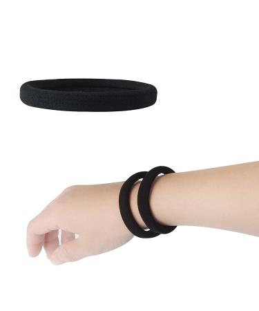 20 PCS Large Black Hair Ties for Thick Hair - Stretchy Ponytail Holders for Braids - 5cm Diameter, 1cm Width - Men, Women, Girls - Buy Online on GoSupps.com