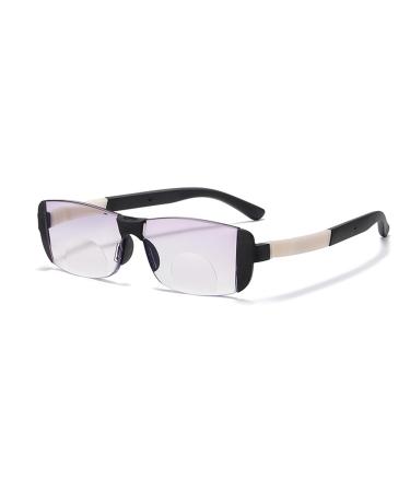 Lightweight TR Rimless Reading Glasses for Men Women Trendy Tinted Lens Bifocal Blue Light Blocking Readers(Couleur:Noir Grandeur:1.0x)
