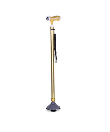Walkers for Seniors Elderly Crutches Non-Slip 3 Foot Sucker Base Walking Sticks Telescopic Cane with LED Flashlights for Different Terrains Trips rollator Walker Durable Mobility Aid Interesting Gold
