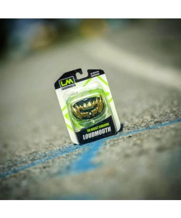 Loudmouth 3D Beast Chrome Black/Gold Football Mouth Guard for Adults & Youth | Maximum Air Flow Sports Mouthpiece - Buy Online on GoSupps.com