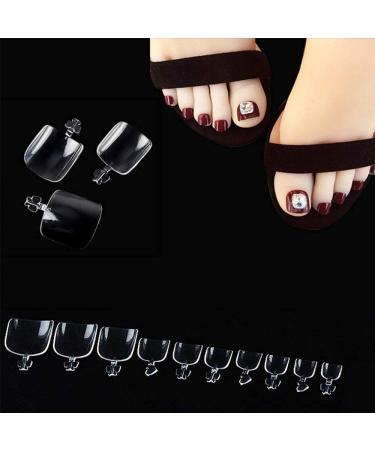 500PCS Short Toe Clear French Press on False Toenail Tips | Short Square Full Cover Artificial Acrylic Nails - Perfect for Manicure at Home or Nail Salon| Includes Storage Box - Buy Online on GoSupps.com